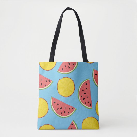 Summer pattern with pineapple and watermelonart, b tote bag (Voorkant)