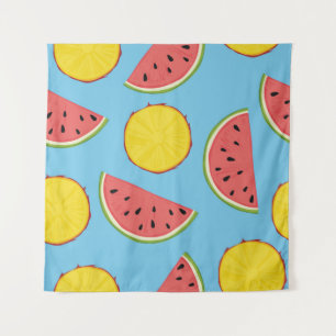 Summer pattern with pineapple and watermelonart, b wandkleed