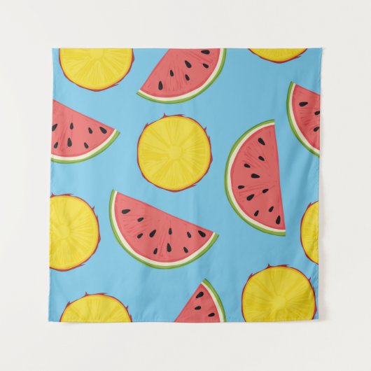 Summer pattern with pineapple and watermelonart, b wandkleed (Voorkant)