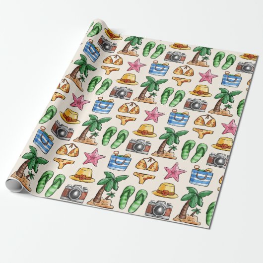 Summer Pattern Wrapping Paper Cadeaupapier (Uitgerold)