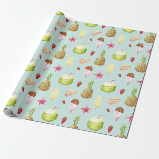 Summer Pattern Wrapping Paper Cadeaupapier (Uitgerold)