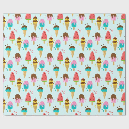 Summer Pattern Wrapping Paper Cadeaupapier (Vlak)
