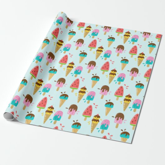 Summer Pattern Wrapping Paper Cadeaupapier (Uitgerold)