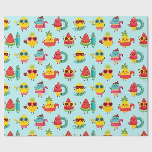 Summer Pattern Wrapping Paper Cadeaupapier (Vlak)