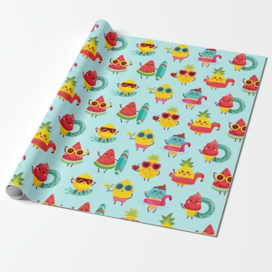 Summer Pattern Wrapping Paper Cadeaupapier (Uitgerold)