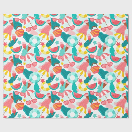 Summer Pattern Wrapping Paper Cadeaupapier (Vlak)