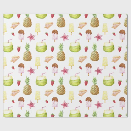 Summer Pattern Wrapping Paper Cadeaupapier (Vlak)