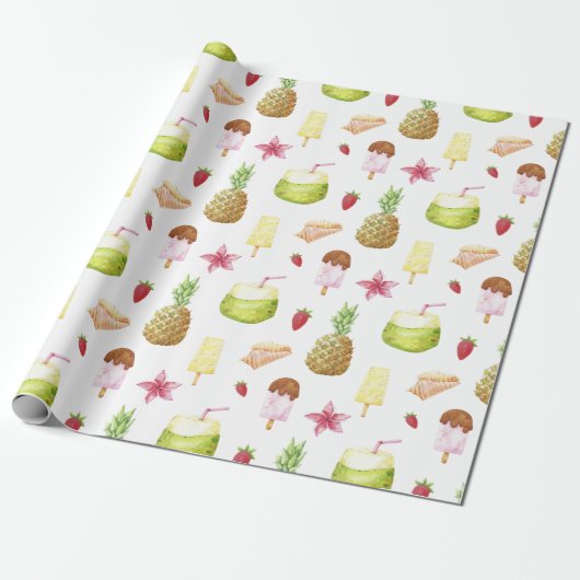 Summer Pattern Wrapping Paper Cadeaupapier (Uitgerold)