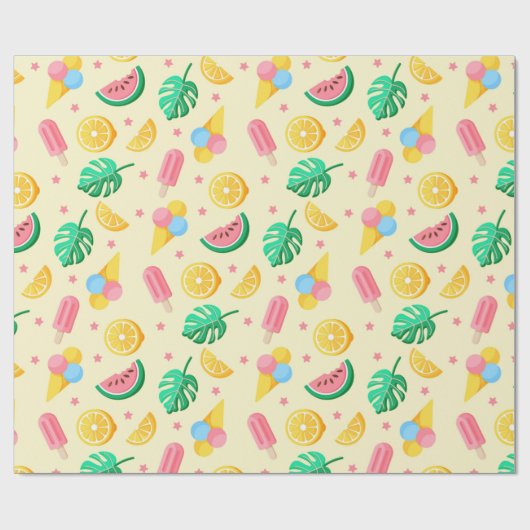 Summer Pattern Wrapping Paper Cadeaupapier (Vlak)