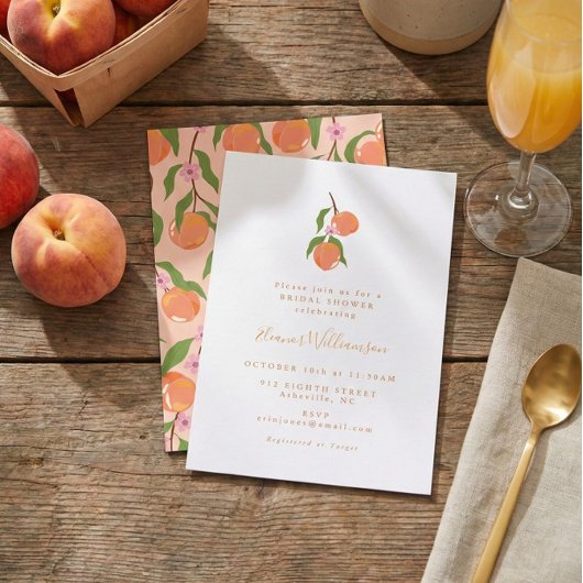 Summer Peach Fruit Boho Vrijgezellenfeest Kaart