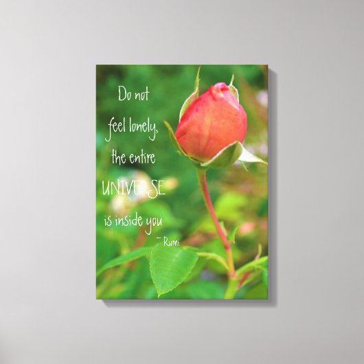 Summer Peach Roos Bud Rumi Quote Canvas Afdruk (Voorkant)