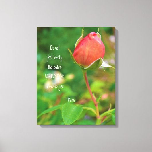 Summer Peach Roos Bud Rumi Quote Canvas Afdruk (Voorkant)