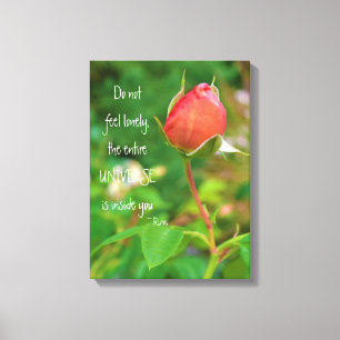 Summer Peach Roos Bud Rumi Quote Canvas Afdruk
