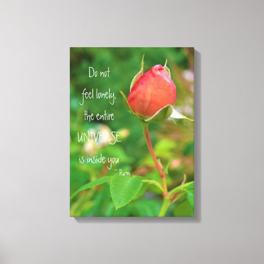 Summer Peach Roos Bud Rumi Quote Canvas Afdruk (Voorkant)