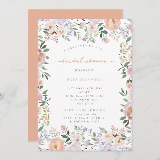 Summer Peach Terracotta Botanical Vrijgezellenfees Kaart (Voorkant / Achterkant)