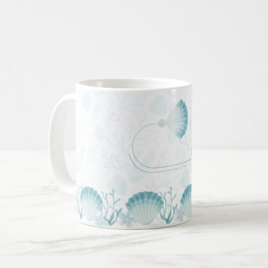 Summer Pearl Watercolor Ocean Design Koffiemok (Voorkant links)