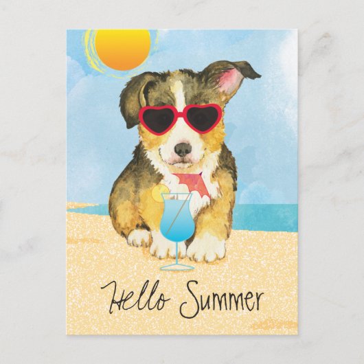 Summer Pembroke Welsh Corgi Briefkaart (Voorkant)