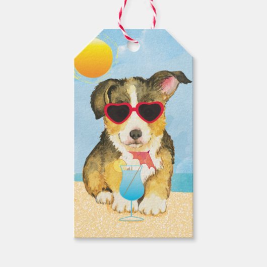 Summer Pembroke Welsh Corgi Cadeaulabel (Voorkant)