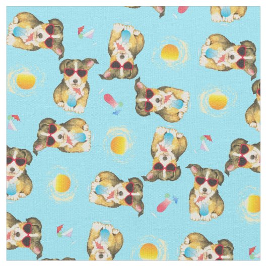 Summer Pembroke Welsh Corgi Stof (Close Up)