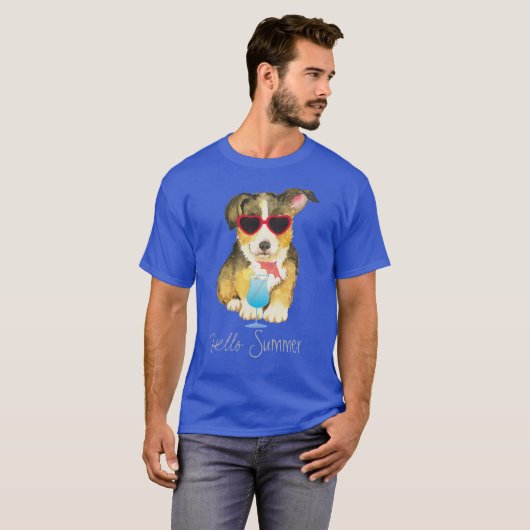 Summer Pembroke Welsh Corgi T-shirt (Voorkant volledig)