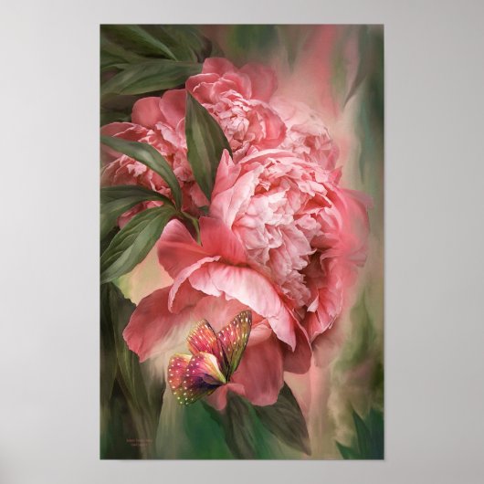 Summer Peonies - Melon - Art Poster/Print Poster (Voorkant)