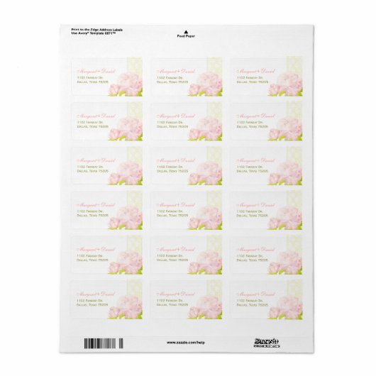 Summer Peony Wedding Address Etiket (Full Sheet)