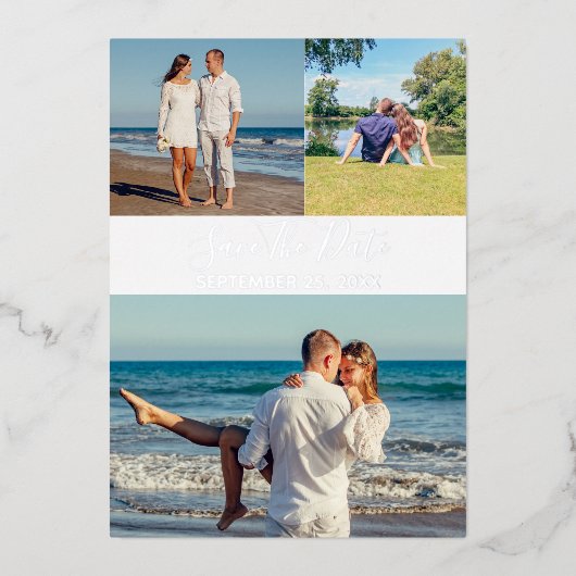 Summer Photo Collage Save the Date Card Folie Uitnodiging (Voorkant)