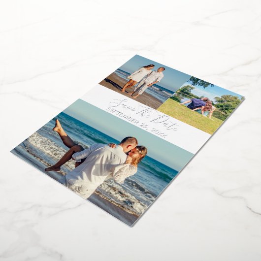 Summer Photo Collage Save the Date Card Folie Uitnodiging (Gedraaid)