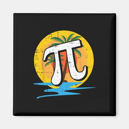 Summer Pi Day Retro Beach Wiskunde Symbols leraar Magneet (Voorkant)