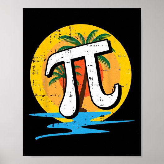 Summer Pi Day Retro Beach Wiskunde Symbols leraar Poster (Voorkant)