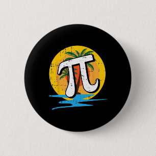 Summer Pi Day Retro Beach Wiskunde Symbols leraar Ronde Button 5,7 Cm