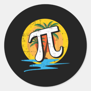 Summer Pi Day Retro Beach Wiskunde Symbols leraar  Ronde Sticker