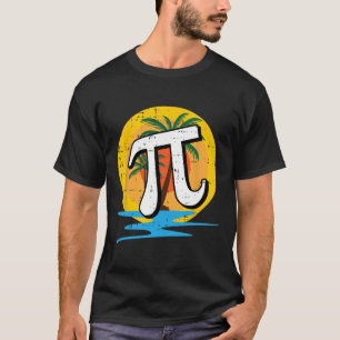 Summer Pi Day Retro Beach Wiskunde Symbols leraar T-shirt