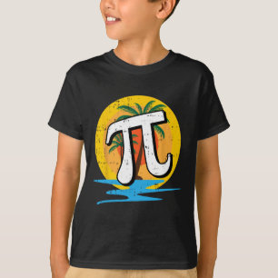 Summer Pi Day Retro Beach Wiskunde Symbols leraar T-shirt