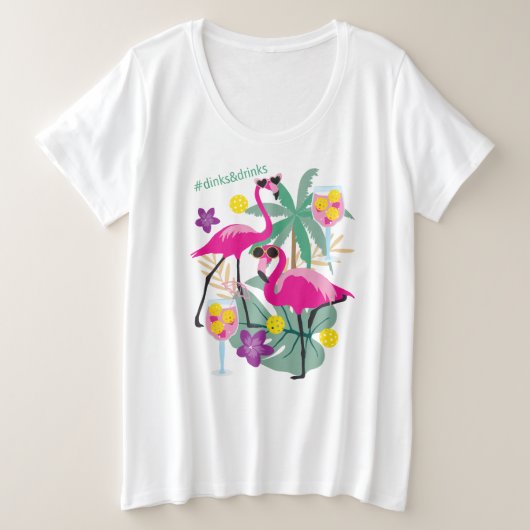 Summer Pickleball 🤩 Tropische partij Grote Maat T-shirt (Design voorkant)