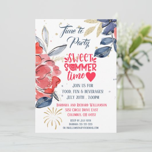 Summer Picnic Barbeque Party Uitnodiging (Staand voorkant)