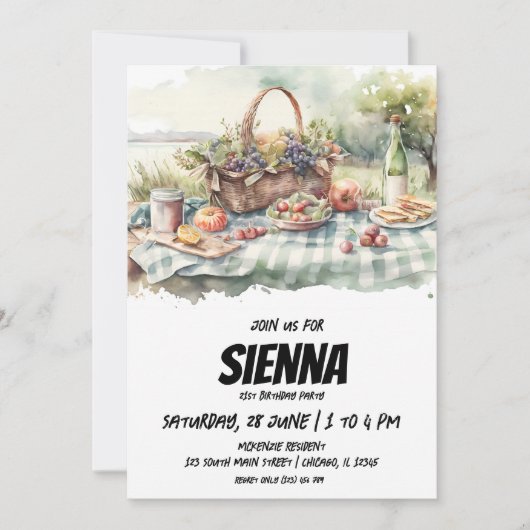 Summer Picnic boerderij uitzicht Uitnodiging (Voorkant)