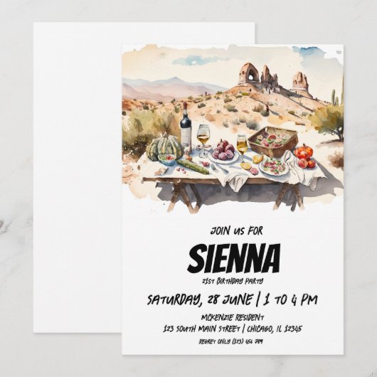 Summer Picnic cappadocia uitzicht Invitation Kaart (Voorkant / Achterkant)