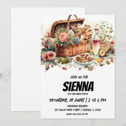 Summer Picnic country side uitzicht Invitation Kaart (Voorkant / Achterkant)