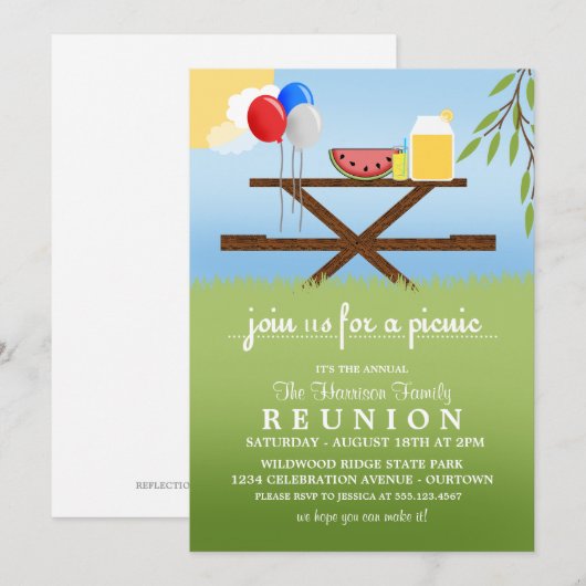 Summer Picnic Family Reunion Uitnodigingen (Voorkant / Achterkant)