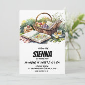 Summer Picnic food and book Invitation Kaart (Staand voorkant)