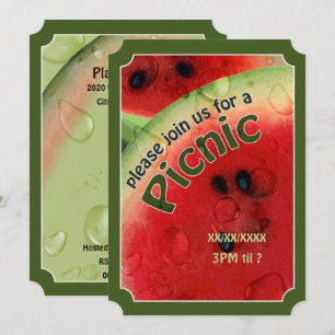 Summer Picnic Fresh Watermelon Ticket Invite Kaart