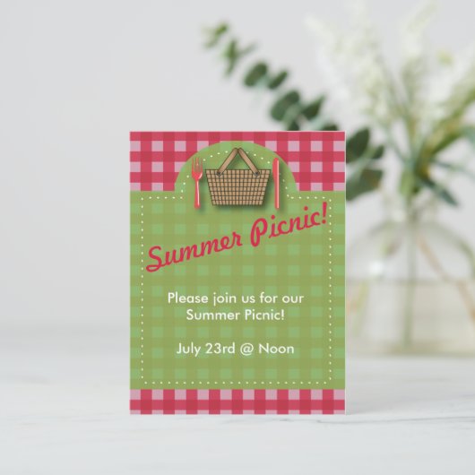 Summer Picnic Gingham Briefkaart (Staand voorkant)