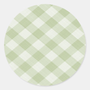 Summer Picnic Gingham Checkered Tablecloth: Groen Ronde Sticker