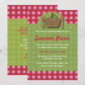 Summer Picnic Gingham Invitations Kaart (Voorkant / Achterkant)