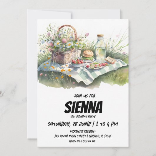 Summer Picnic op het veld Uitnodiging (Voorkant)