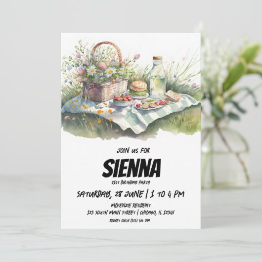 Summer Picnic op het veld Uitnodiging (Staand voorkant)