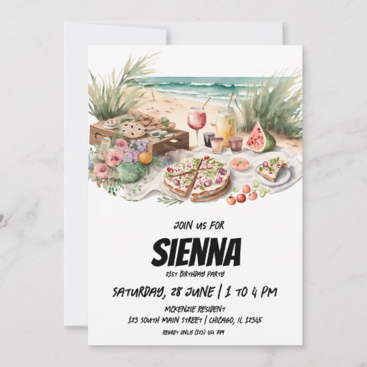 Summer Picnic op stranduitnodiging Kaart (Voorkant)