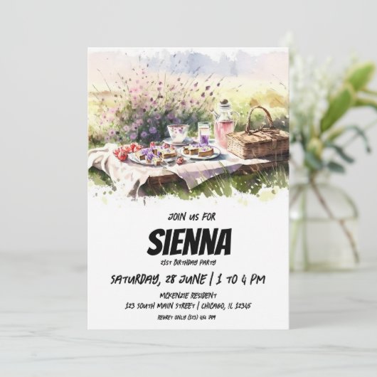 Summer Picnic over velduitnodiging Kaart (Staand voorkant)