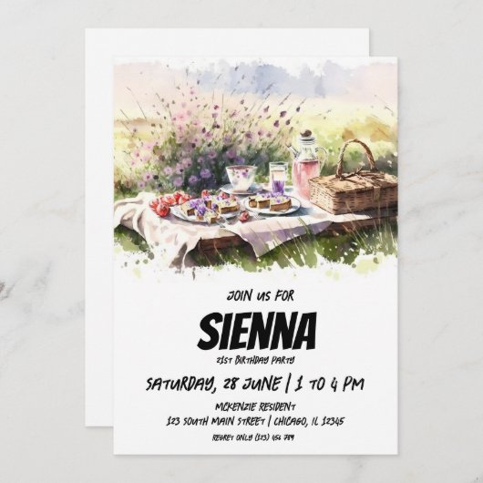 Summer Picnic over velduitnodiging Kaart (Voorkant / Achterkant)